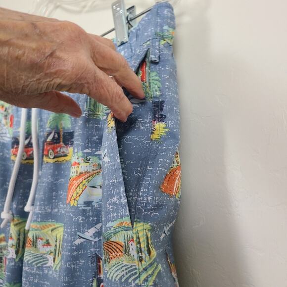 Original Penguin Men's Blue Lightweight Elastic Waistband Tropical Swim Trunks L - Picture 9 of 14